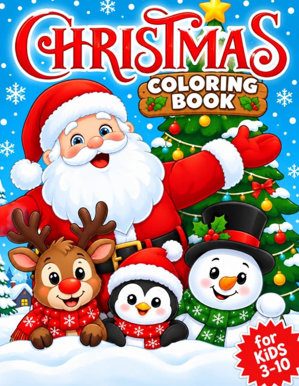 ler totalmente Christmas Coloring Book: Christmas Coloring Book For Kids with Santa, Reindeers, Snowmen, Ornaments and Many More!