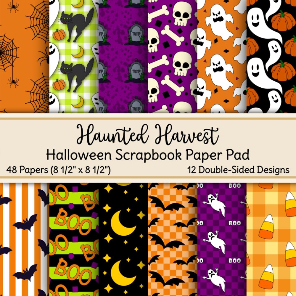 Haunted Harvest Halloween Scrapbook Paper Pad: Non-Perforated Halloween-Themed Craft Paper with Ghosts, Pumpkins, Bats, Candy Corn and More | 12 Unique Patterns | 60 lb. Paper | For Kids and Adults baixar livro de graça