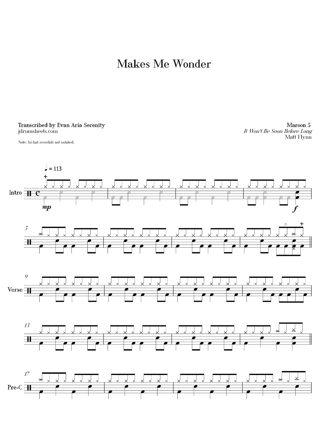 capítulo por capítulo baixar Maroon 5 - Makes Me Wonder: Drum Sheet Music (JDS: Maroon 5 Drum Sheet Music) (English Edition)