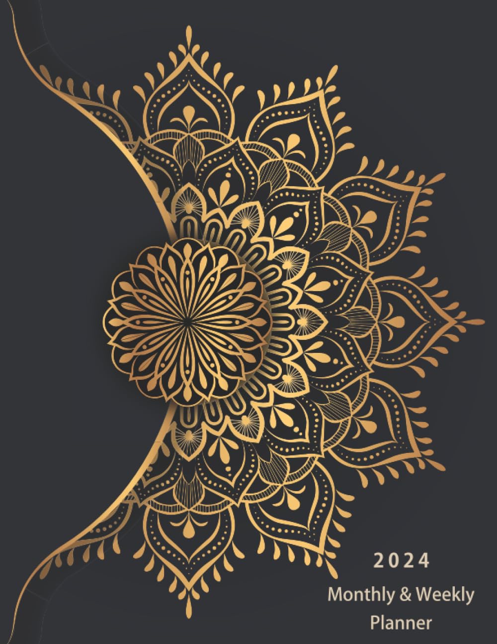 ler totalmente 2024 Monthly & Weekly Planner: 12 Months Calendar January to December 2024 Large Print with Holidays. Floral Mandala Cover.