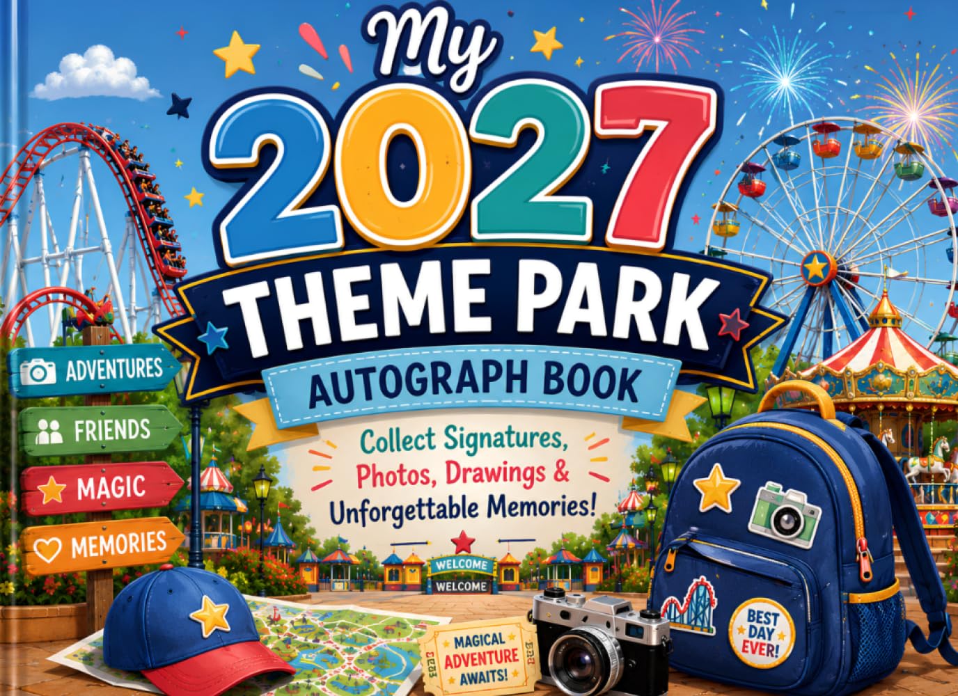 My 2027 Theme Park Autograph Book: A Fun Keepsake for Kids to Collect Signatures, Photos, Drawings and Unforgettable Adventure Memories baixar o livro de graça