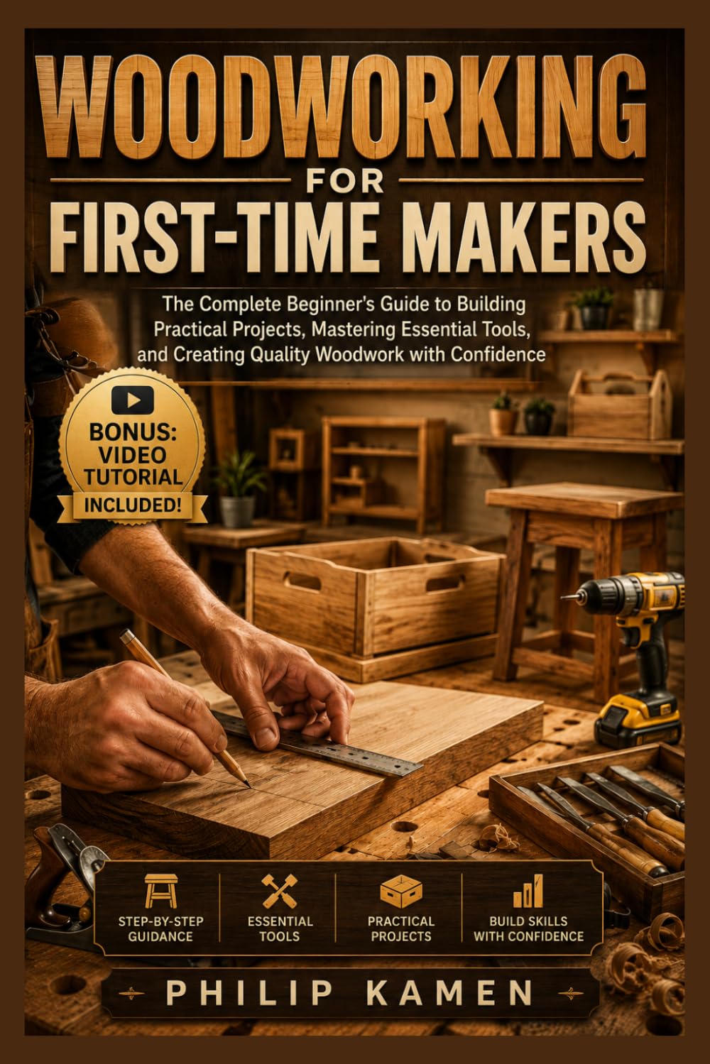 capítulo por capítulo baixar Woodworking for First-Time Makers: The Complete Beginner's Guide to Building Practical Projects, Mastering Essential Tools, and Creating Quality Woodwork with Confidence