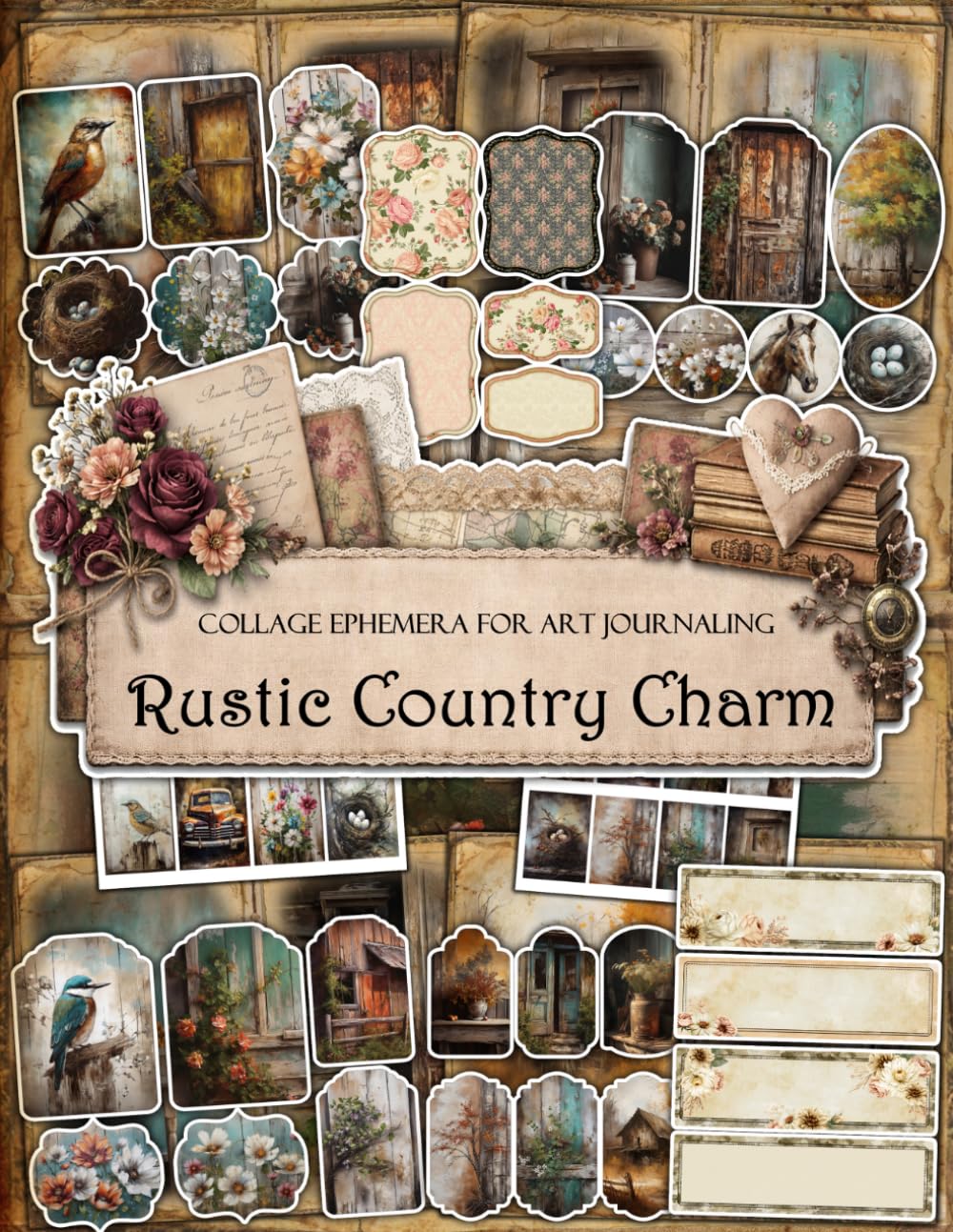 Rustic Country Charm Ephemera Book: Junk Journal Papers, ATC Cards, Tags, Frames, Labels & Cut-Out Elements for Scrapbooking, Collage Art and Paper Crafts baixar livro de graça