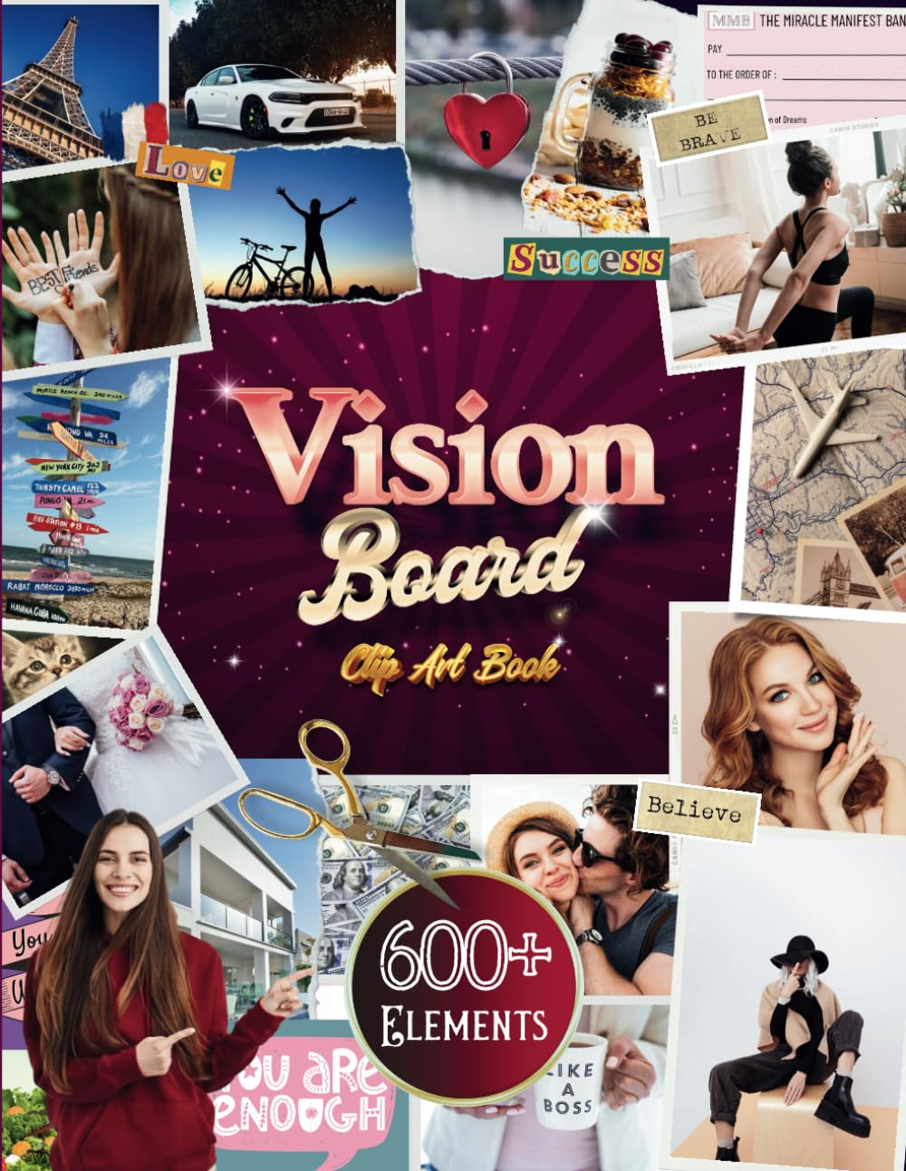 ler totalmente Vision Board Clip Art Book: 600+ Elements (Images, Quotes and Words Vision Board Supplies) to Manifest Life