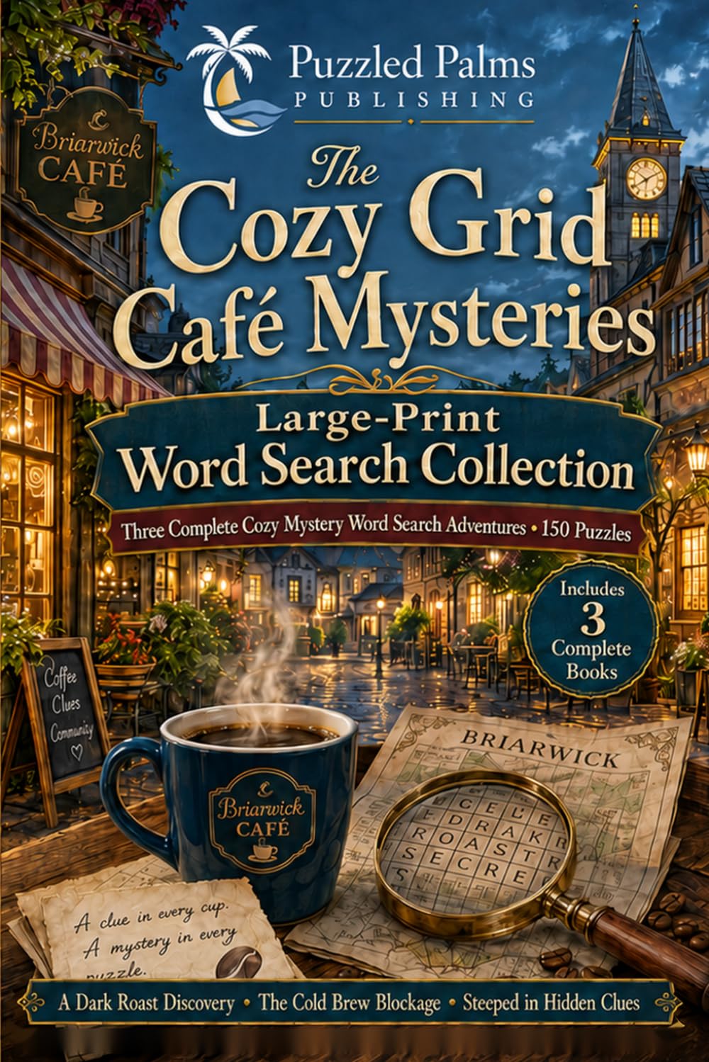 ler totalmente The Cozy Grid Café Mysteries: Large-Print Word Search Collection: 3 Complete Cozy Mystery Adventures with 150 Puzzles, Hidden Coffee Bean Clues &... Cozy Grid Cafe Mystery Word Search Series)