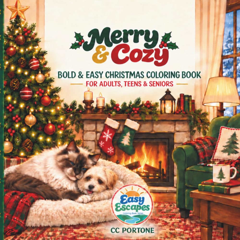 ler totalmente Merry & Cozy: Bold & Easy Christmas Coloring Book for Adults, Teens, & Seniors