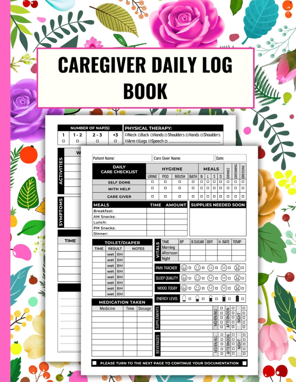 Caregiver Daily Log Book: A Comprehensive Care Organizer For Recording and Monitoring Patients Health Vitals, Medication, Meals, Personal Care, Activities, Moods, Sleep, Needs, Appointment & More baixar o livro de graça