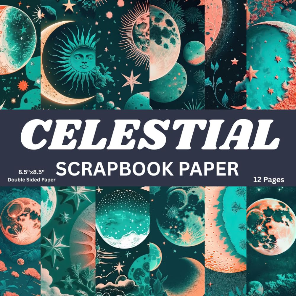 ler totalmente Celestial Scrapbook Paper, 12 Celestial Pattern Scrapbook Paper for Scrapbooking, Junk Journal, Gift Wrapping, Origami, DIY Projects, Card Making, Mixed Media and Many Other Crafts.