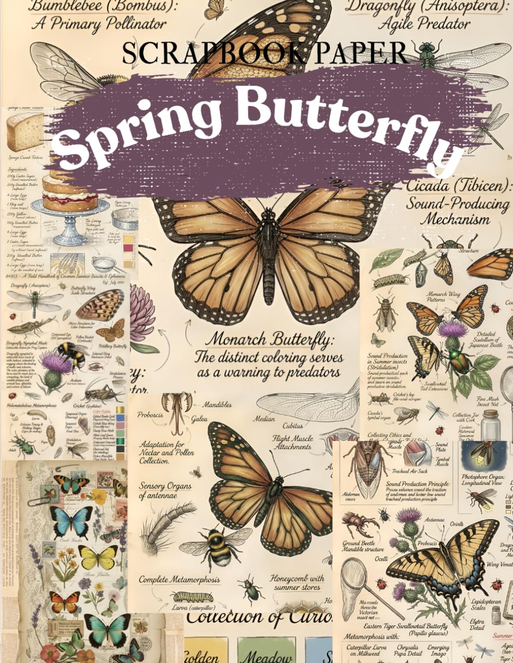 Spring Butterfly Scrapbook Paper: High Quality Illustrations Of Insects, For Ephemera, Junk Journal, and More. baixar livro de graça