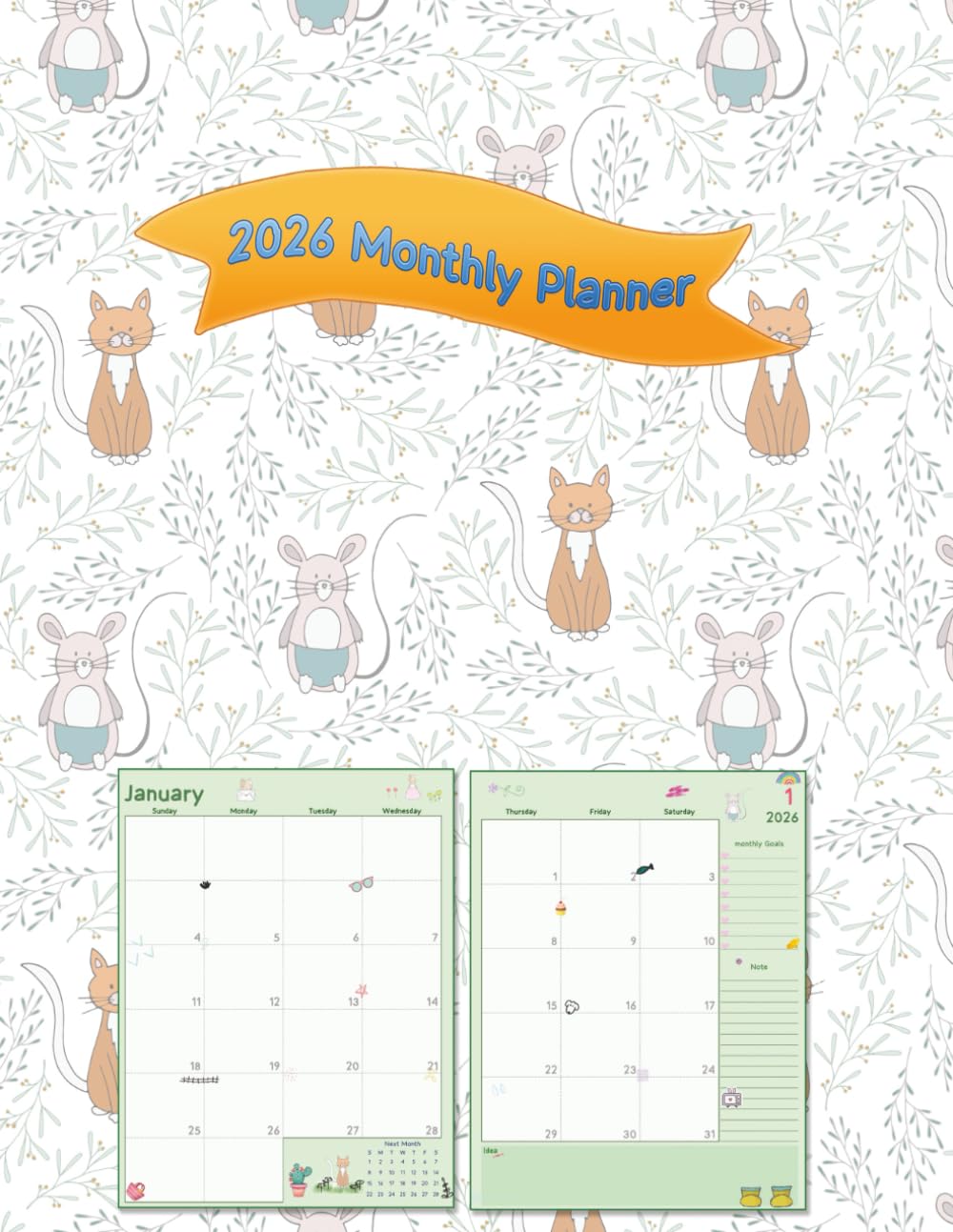 2026 Monthly Planner: 12 Month Schedule Organizer 2026 year Calendar and Holiday, Large size,Colorful, Cute Object baixar livro de graça