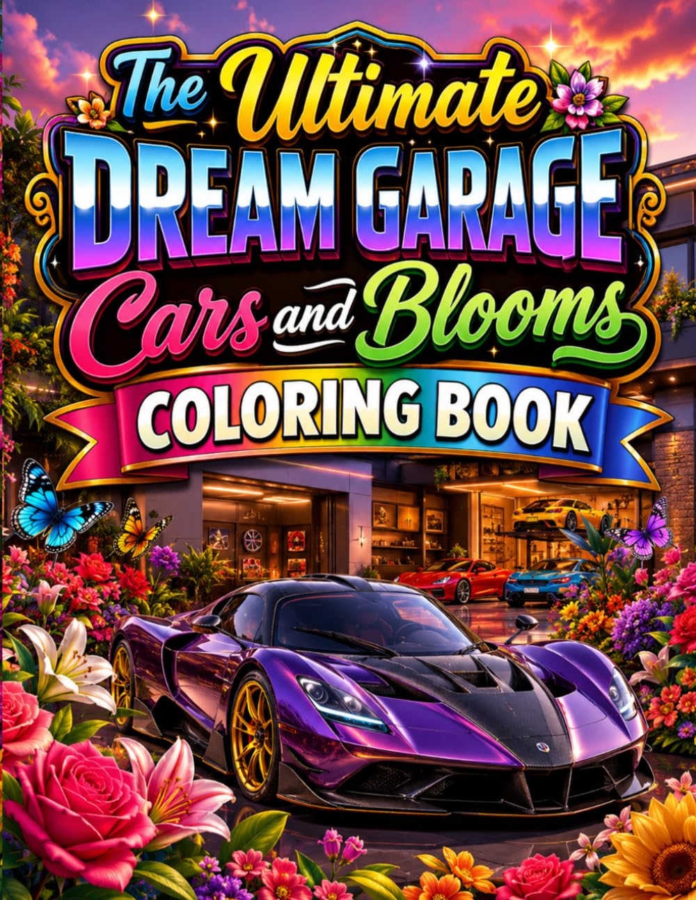 The Ultimate Dream Garage Cars and Blooms Coloring Book: Bold and Easy Classic Sports Luxury and Vintage Cars Surrounded by Beautiful Flowers Gardens... Designs for Teens Adults and Car Lovers baixar o livro de graça