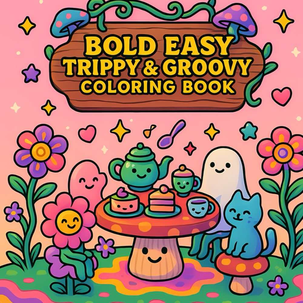 Trippy & Groovy Coloring Book: Bold and Easy Freaky designs and optical illusions for Adults