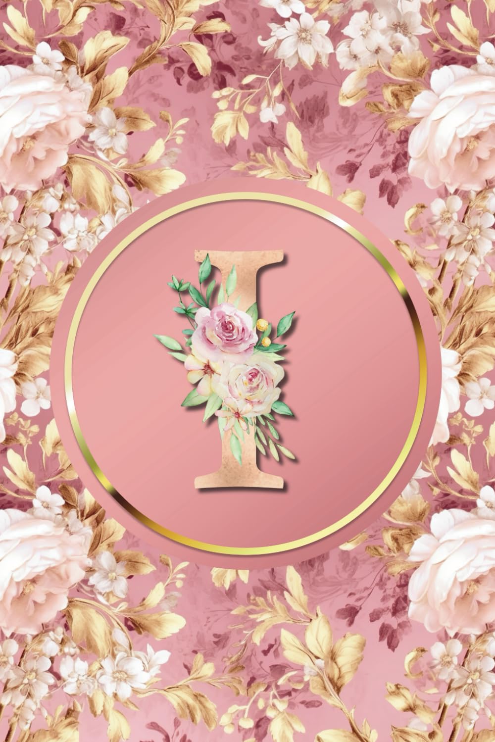 ler totalmente Monogram Notebook I: Pink and Gold Vintage Floral Initial Letter I Monogram College Ruled Notebook for Women and Girls - Personalized Name Journal - Monogrammed Gift