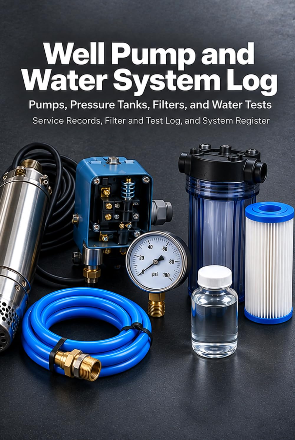 Well Pump and Water System Log: Pumps, Pressure Tanks, Filters, and Water Tests: 160 Service Records with System Register
