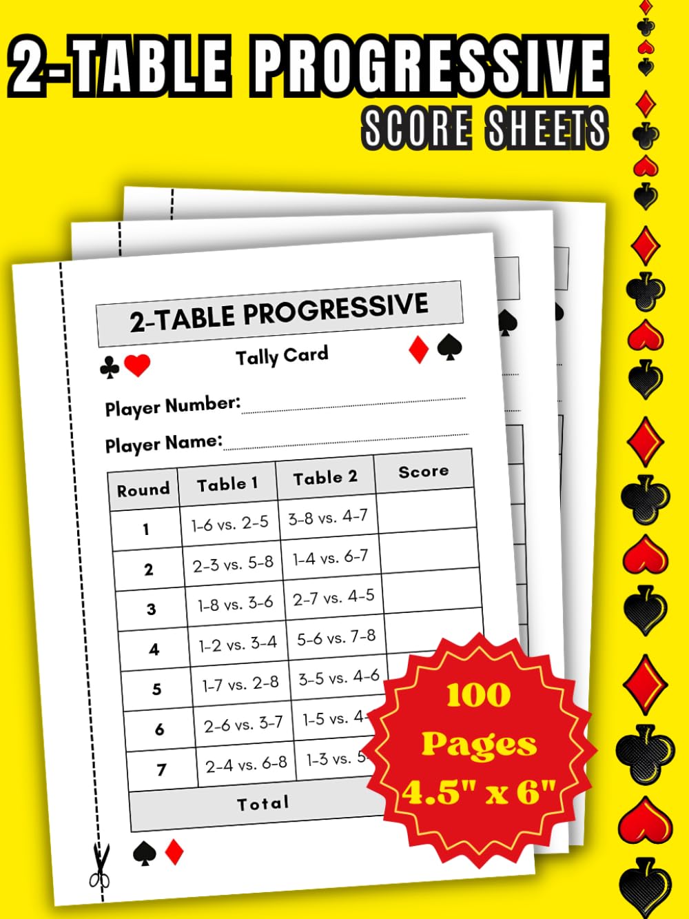 ler totalmente Two Table Progressive Bridge Tally Cards | Small Size 4.5" x 6" | Progressive Euchre Two Table Tally Card Score Sheets: Progressive Score Pads for... Progressive | Progressive Euchre Score Cards
