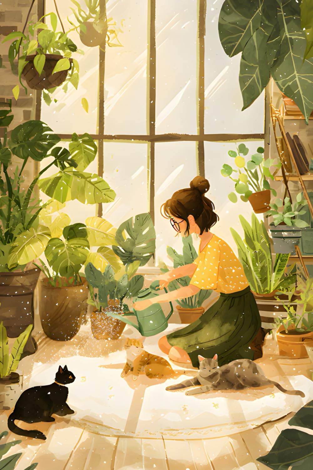 Cats and Houseplants Journal: Cozy Sunroom Notebook: 6 x 9 Wide Ruled Writing Book | 130 Lined Pages with Margin | Matte Botanical Cover for Daily Notes, Lists & Creative Ideas baixar livro de graça