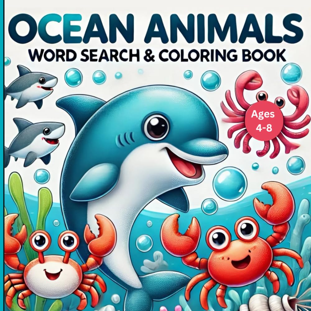 ler totalmente Ocean Animals Word Search & Coloring Book: Fun Educational Activity Book for Kids Ages 4-8 with Sea Creatures, Fish, and Marine Life