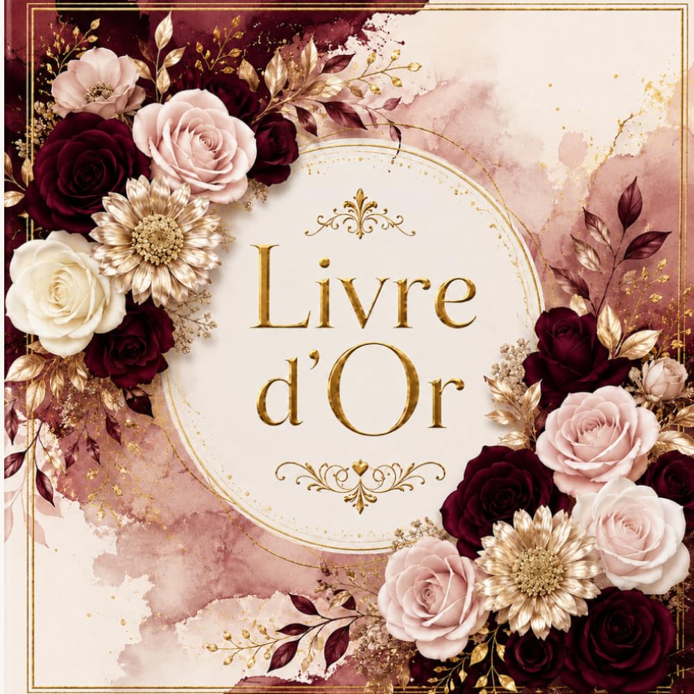 ler totalmente Livre d'or mariage bohème, élégant avec des tons beige, doré et rouge bordeaux: Livre d'or élégant au design floral raffiné (French Edition)
