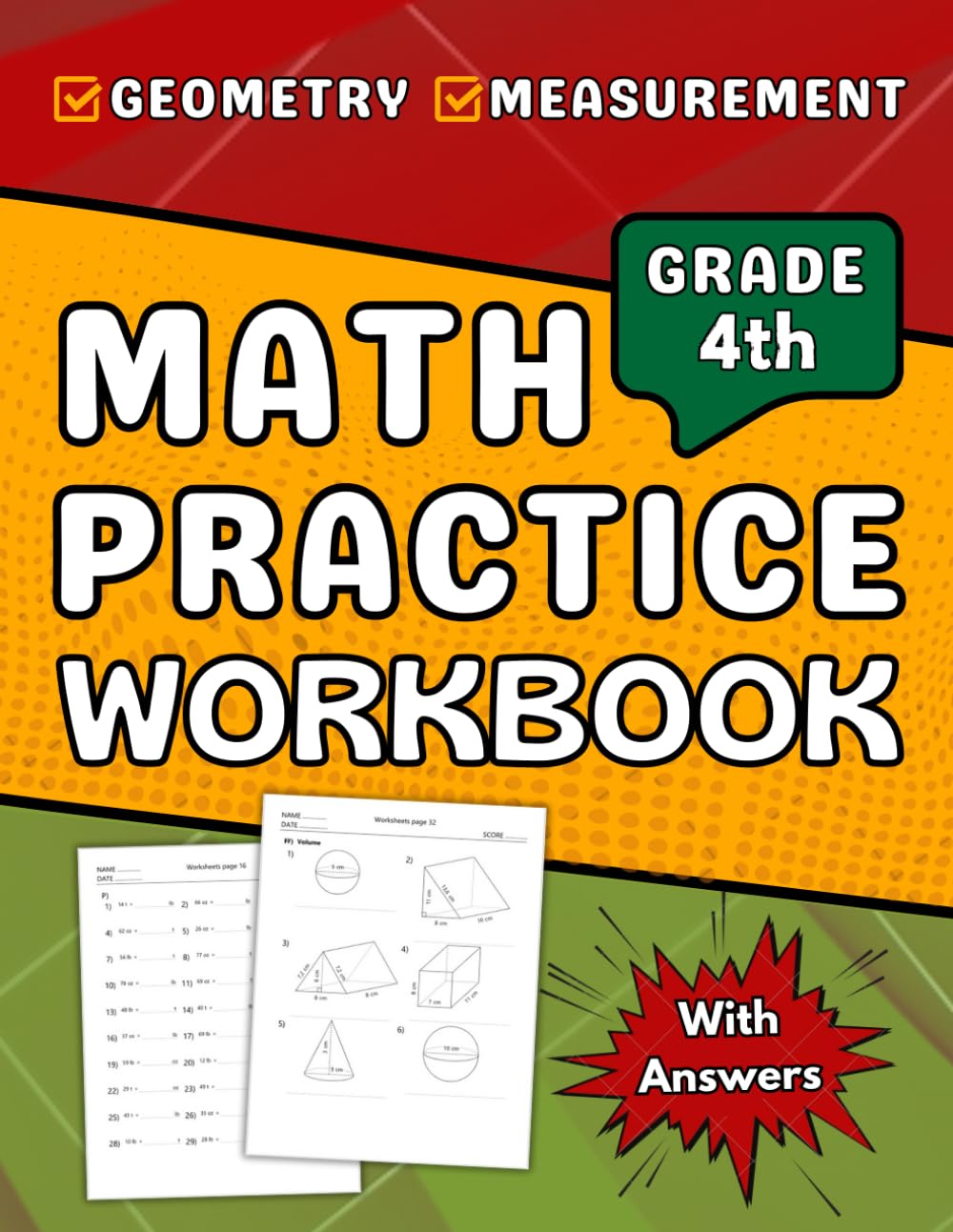 Geometry & Measurement Workbook Grade 4: 4th Grade Geometry And Measurement Practice Workbook +1800 Questions With Solutions