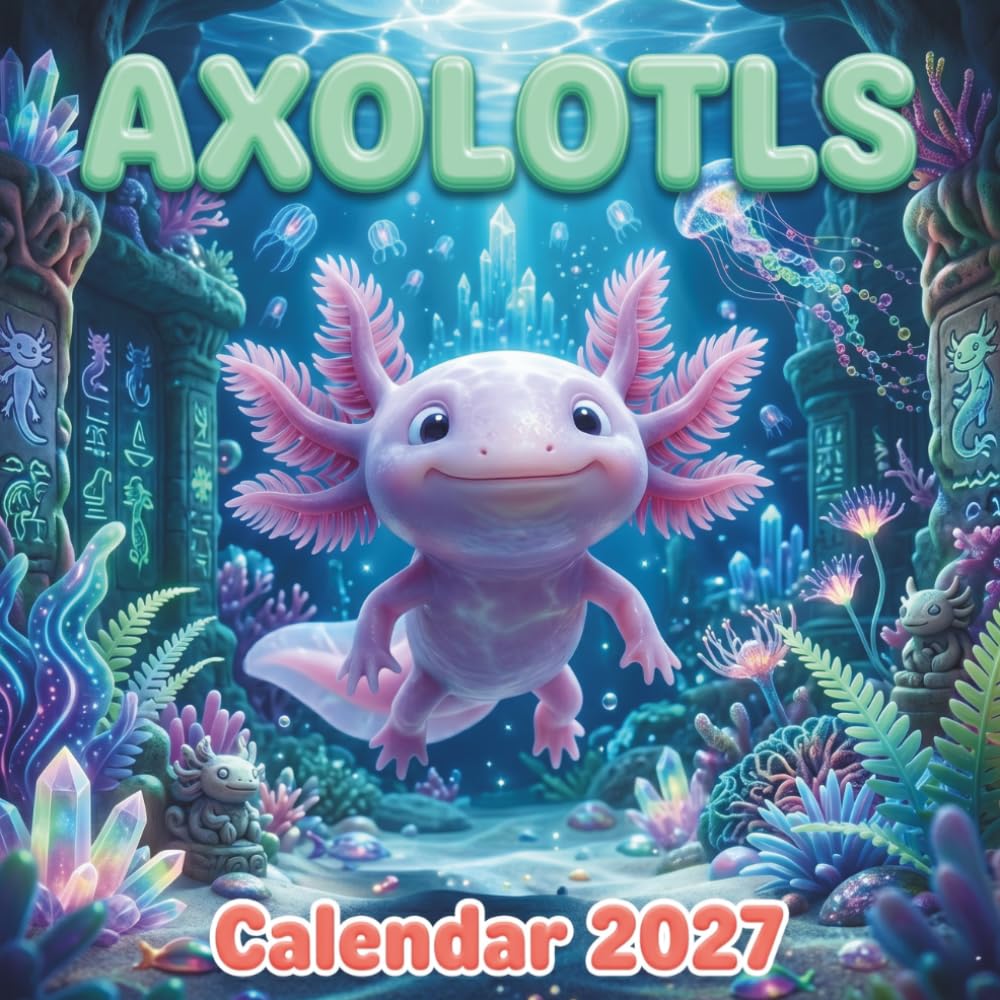 Axolotls Calendar 2027: A Super Cute Monthly planner with Smiling Axolotl and Vibrant Aquatic Adventures for All Ages baixar o livro de graça