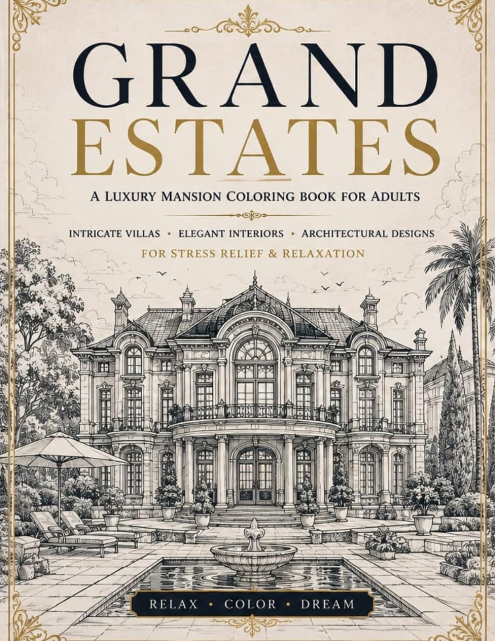 Grand Estates: A Luxury Mansion Coloring Book for Adults – Intricate Villas, Interiors & Architectural Designs for Stress Relief and Relaxation baixar livro de graça