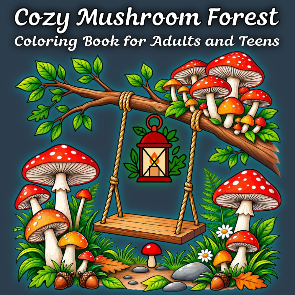 ler totalmente Cozy Mushroom Forest Coloring Book for Adults and Teens: A Whimsical Woodland Coloring Book with Mushrooms, Forest Scenes, Nature Designs and Relaxing Pages for Adults and Teens