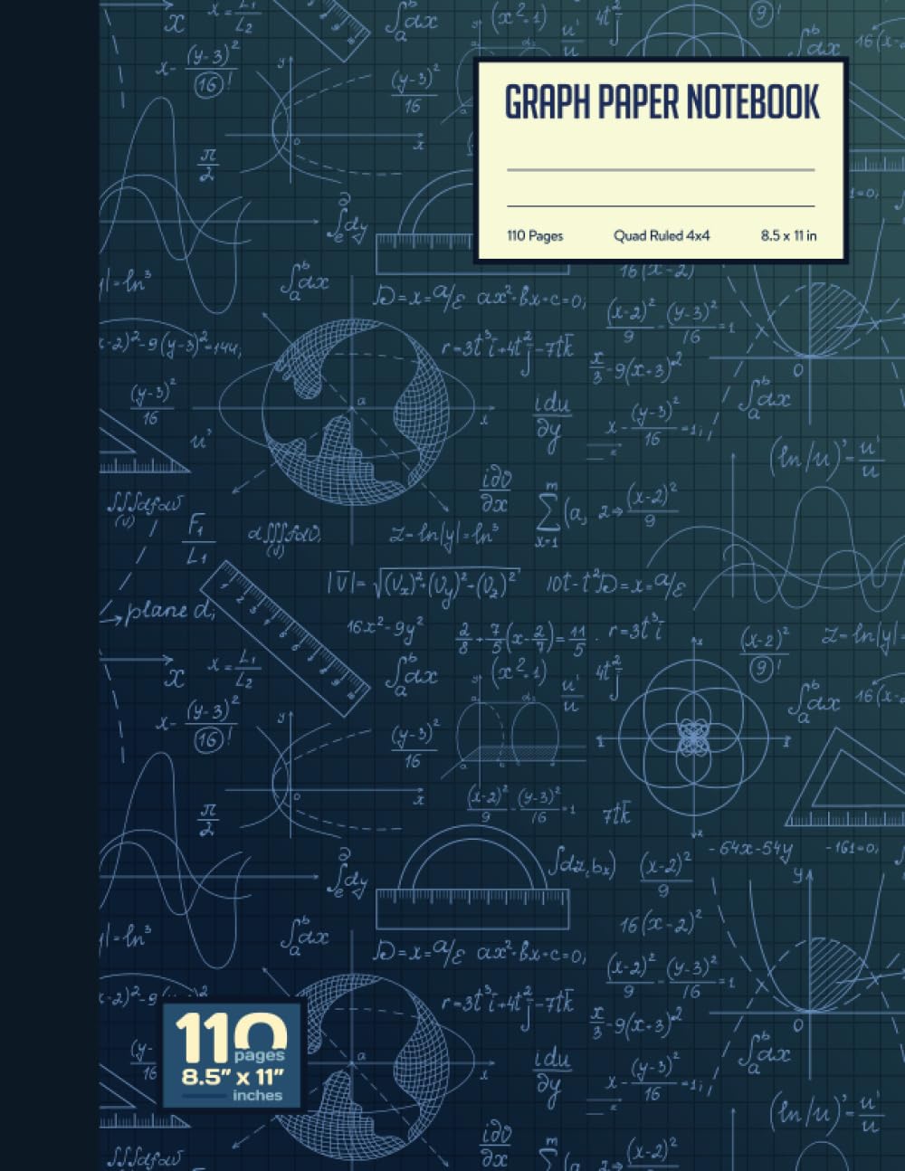 ler totalmente Graph Paper Notebook |Quad ruled 4x4: Math formula Blue Theme | Grid Paper for Math and Science Students | 110 pages, 8.5 x 11 Inches.