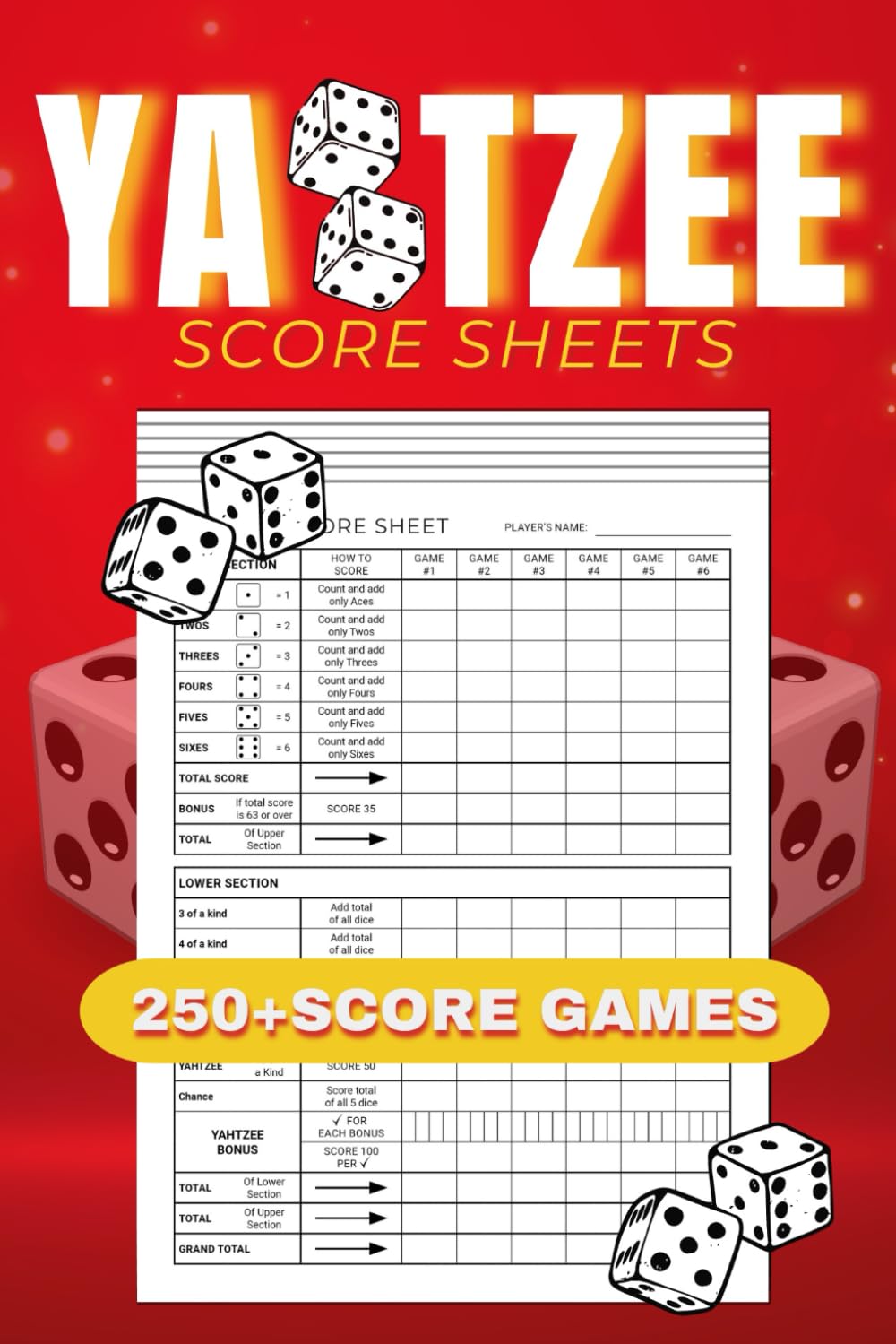 ler totalmente Yahtzee Score Pads: 250+ Score Games for Scorekeeping, Classic Score Sheets for Yahtzee, 6 X 9 Large Print Yahtzee Score Book