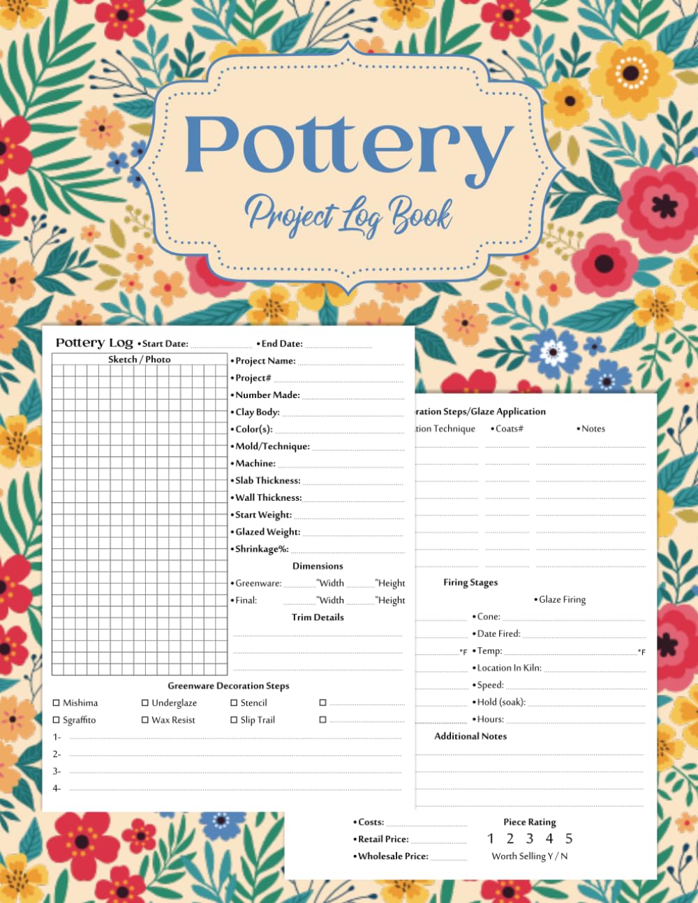 capítulo por capítulo baixar A Complete Pottery Project Log Book To Keep Record Of Project Name, Clay, Technique, Weight, Dimensions, Glazing, Firing, And More | Flora Cover... To Record Your Pottery & Ceramic Projects