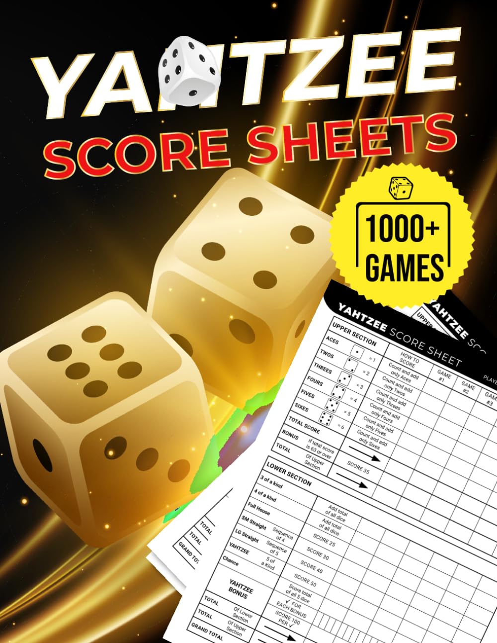 Yahtzee Score Sheets: Large Print Yahtzee Score Pads | 1000+ Score Games for Easy Scorekeeping | Original and Unique Layout Design | 8.5x11 Big Jumbo Size Yahtzee Cards Book baixar livro de graça