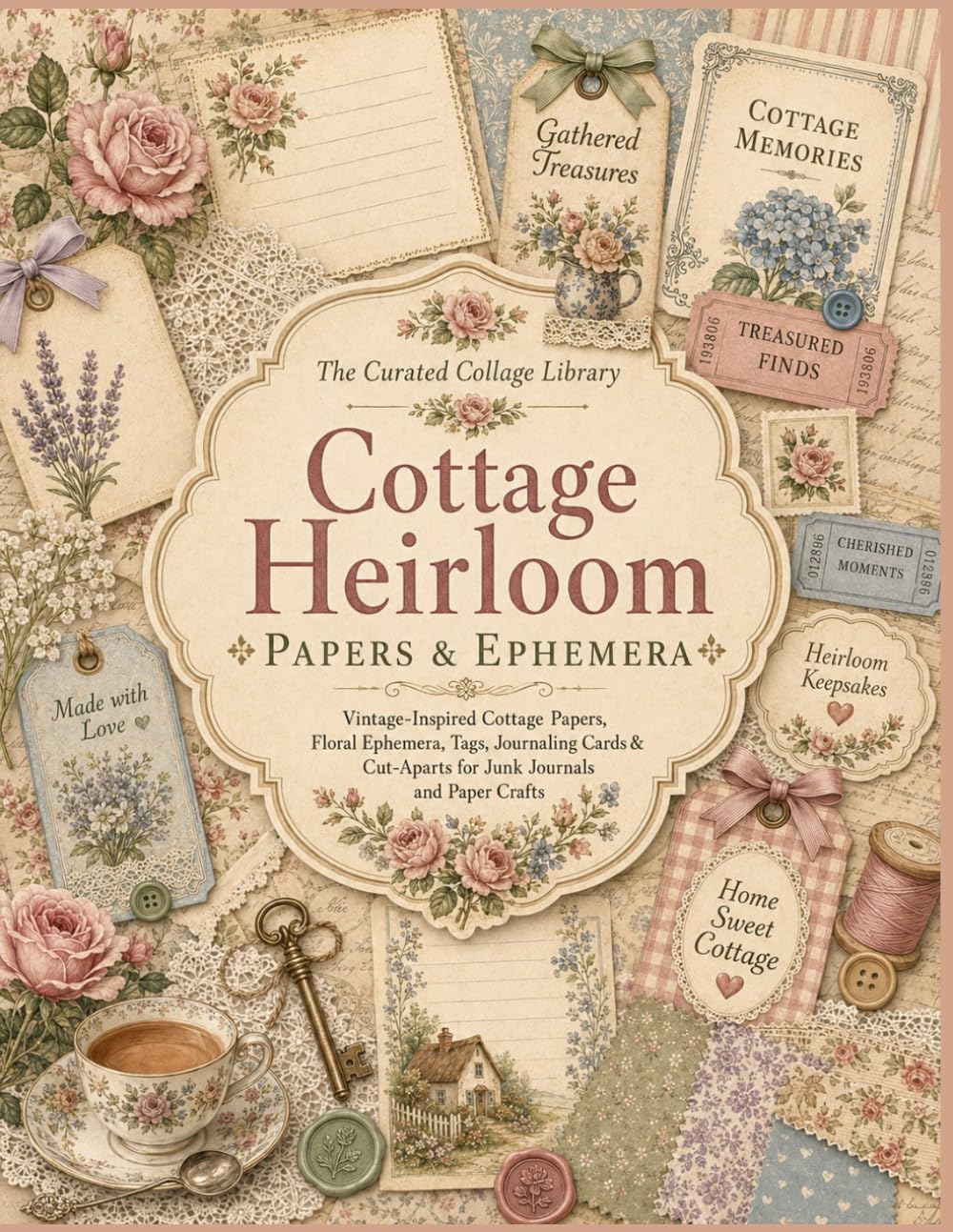 Cottage Heirloom Papers & Ephemera: Vintage Inspired Cottagecore Elements, Floral Accented Cut Aparts for Junk Journals, Personal Journaling, Keepsakes, Scrapbooks, Hand Made Cards and Paper Crafts baixar o livro de graça