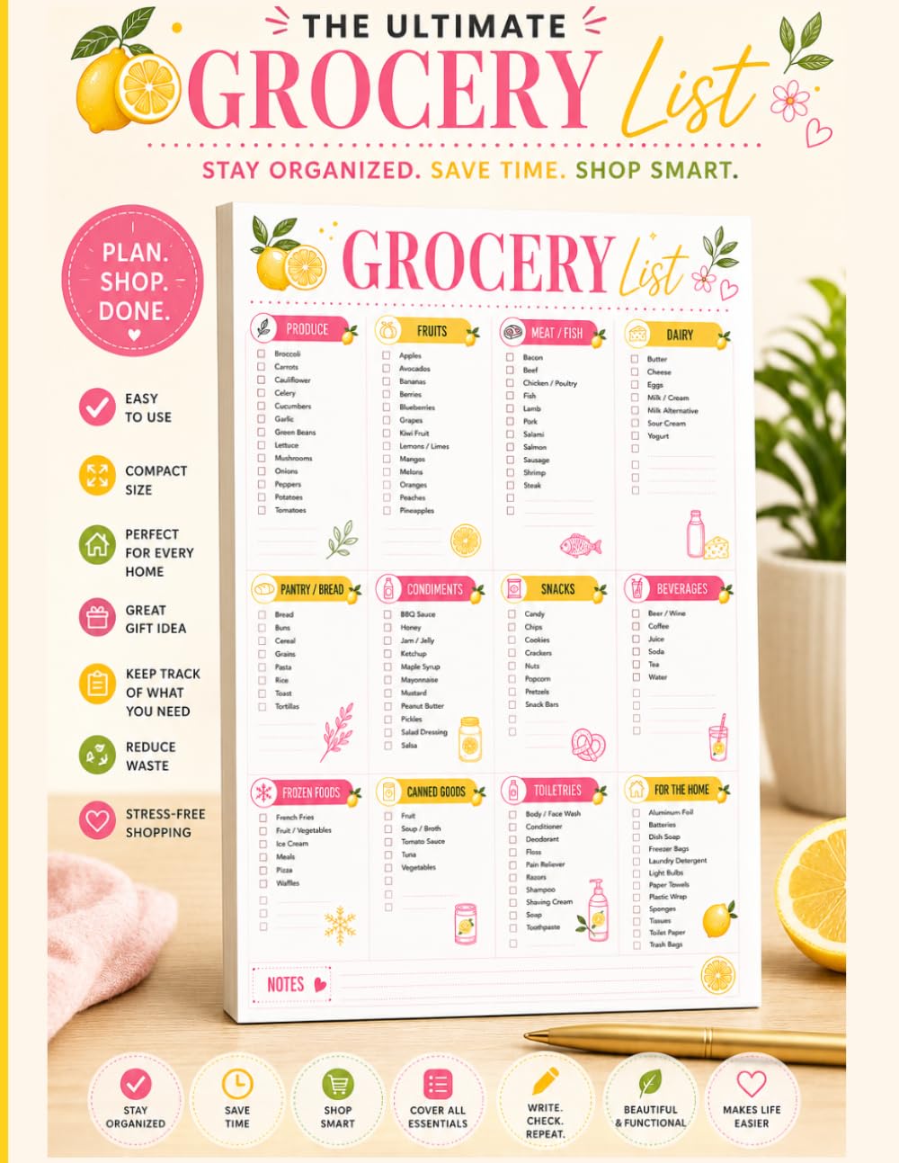 capítulo por capítulo baixar Lime pinky 100 Sheets Fastcheck Grocery List, 110 Printed Common Food for Fridge and Blank Grocery Shopping Spaces for Home, Size 8.5 x 11 inches