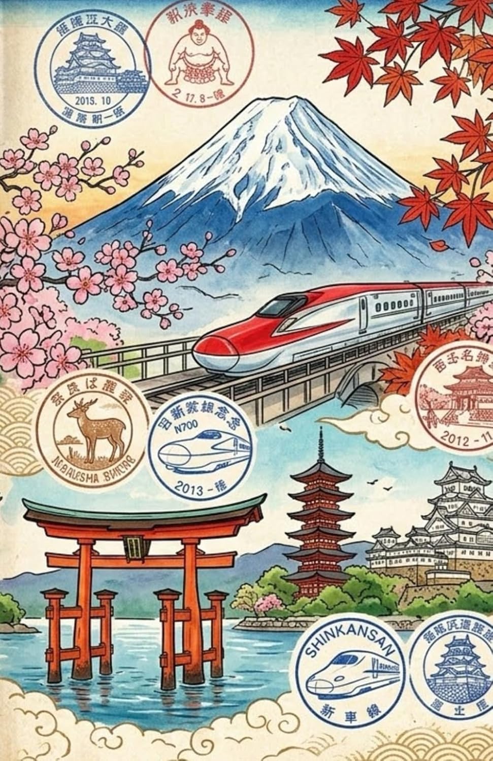 ler totalmente JAPAN IN STAMPS: The Ultimate Traveler’s Collection: A Portable Collection Journal for Japanese Train Station and Temple Stamps - 5.5 x 8.5 with Premium Paper for Ink Stamps
