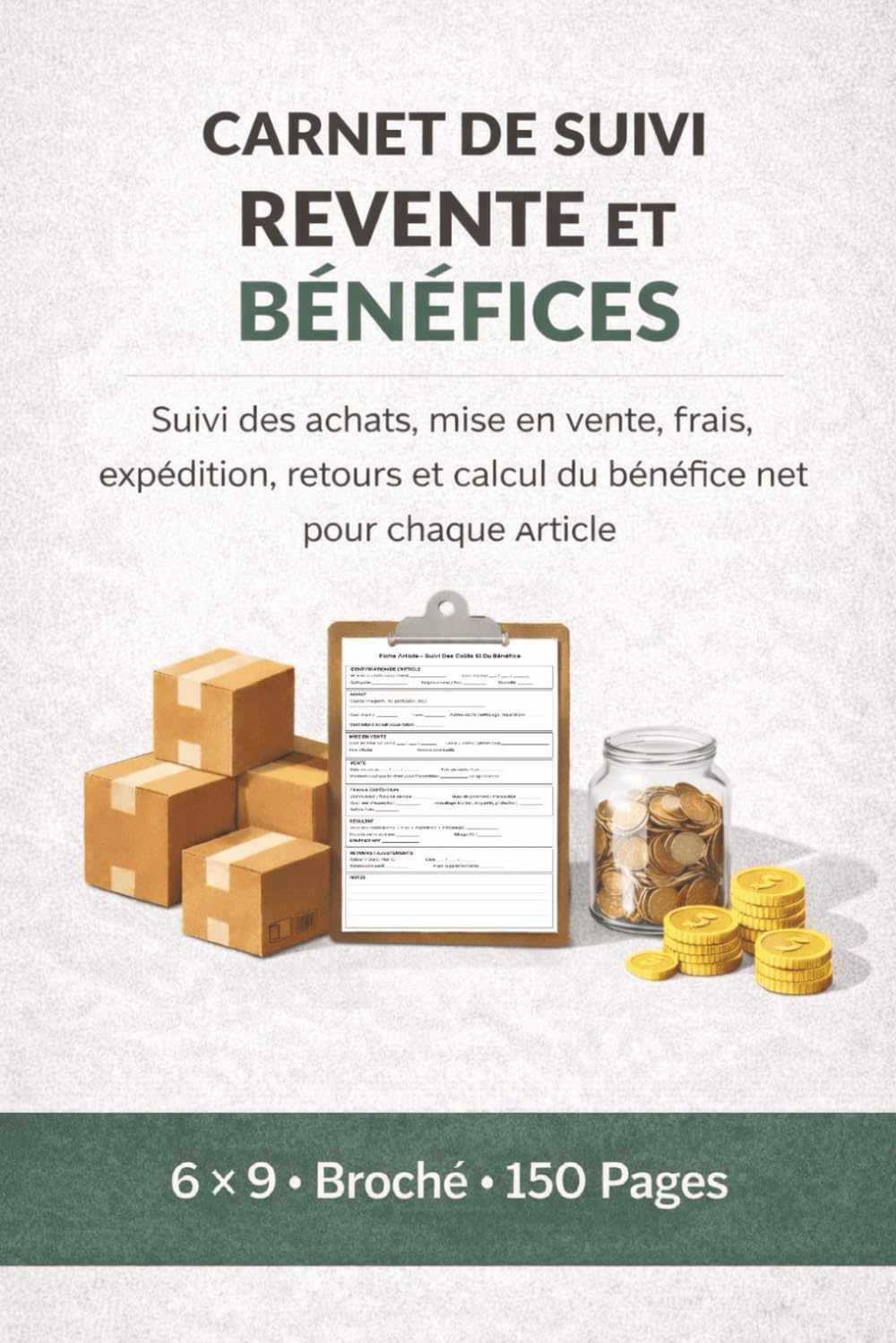 Carnet De Suivi Revente Et Bénéfices: Suivi Des Achats, Mise En Vente, Frais, Expédition, Retours Et Calcul Du Bénéfice Net Pour Chaque Article (150 Pages, 6" x 9") (French Edition) baixar o livro de graça