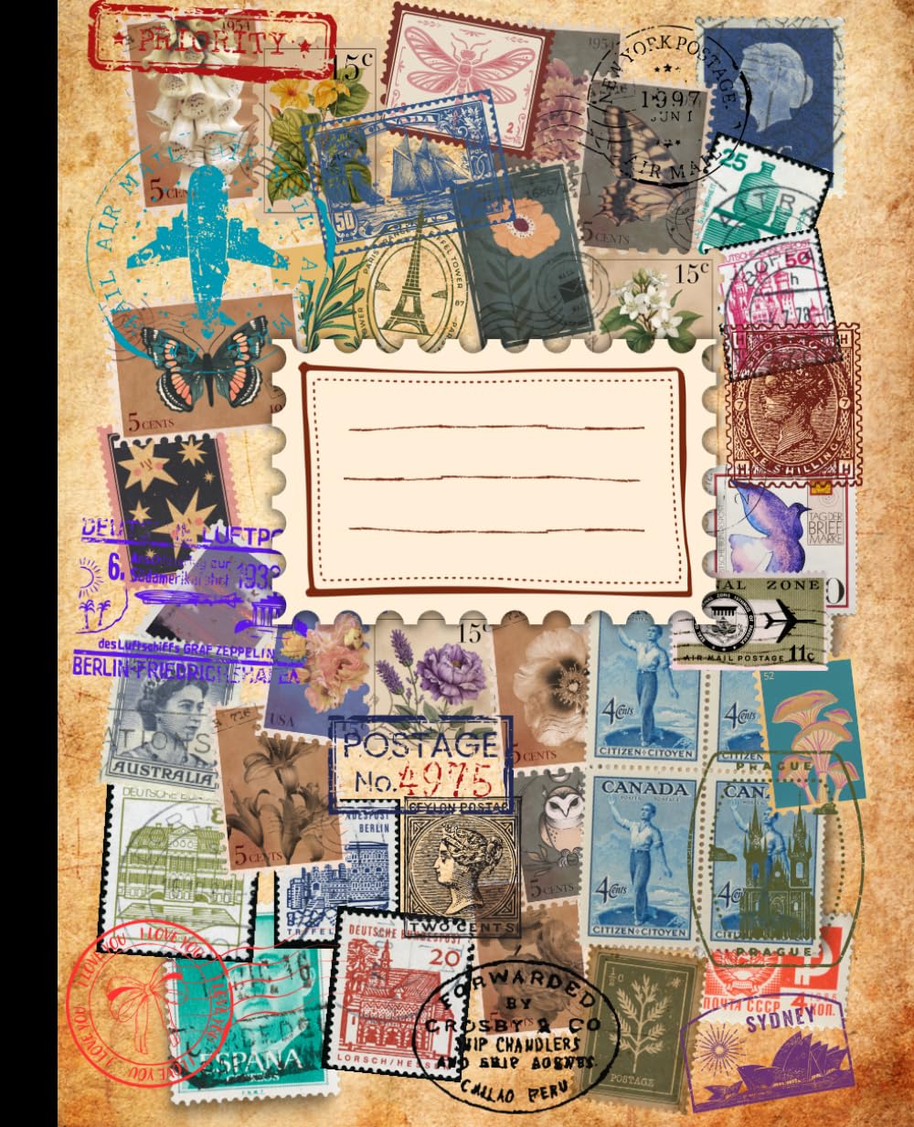 Vintage Travel Composition Notebook – Postage Stamp Aesthetic Journal: Retro Collage Design, College Ruled, 120 Pages, 7.5 x 9.25 – Old World Writing Book for Notes, Adventures & Daily Use baixar livro de graça