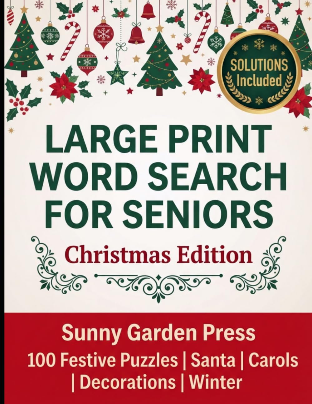 ler totalmente Large Print Word Search for Seniors: 100 Festive Holiday Puzzles with Santa, Decorations, Carols, Gifts and Winter Fun
