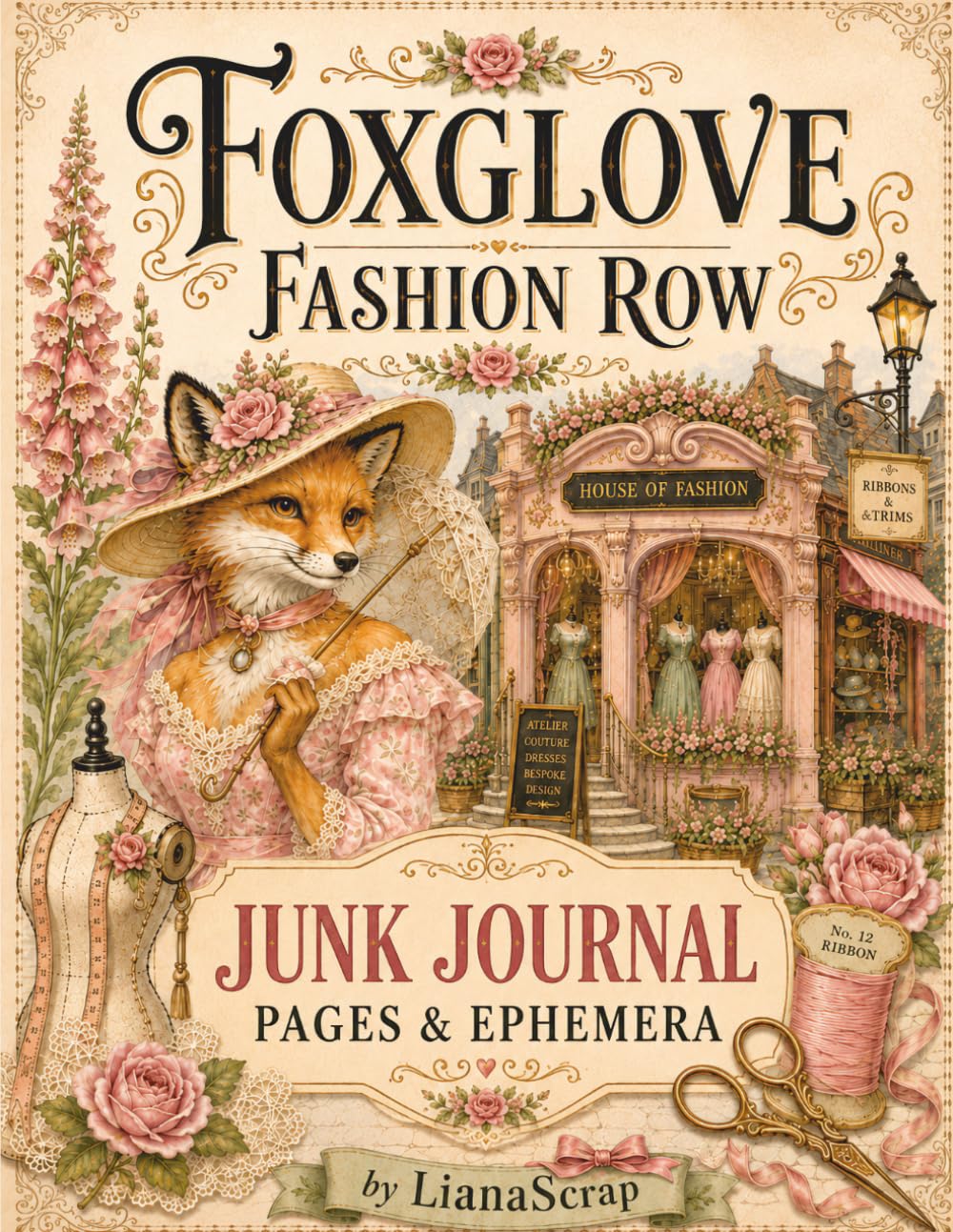 Foxglove Fashion Row: Junk Journal Pages & Ephemera