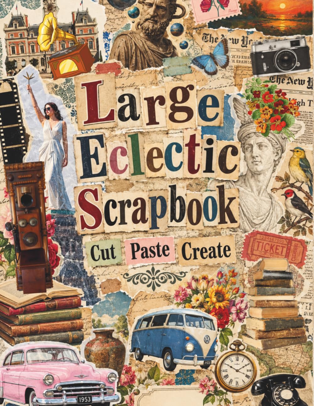 capítulo por capítulo baixar Large Eclectic Scrapbook Cut Paste Create: A Cut-Out And Collage Book of Retro Technology, Classic Cars, Antiquities, and Botanical Prints, And More (Antiquarian Scrapbooking Archives)