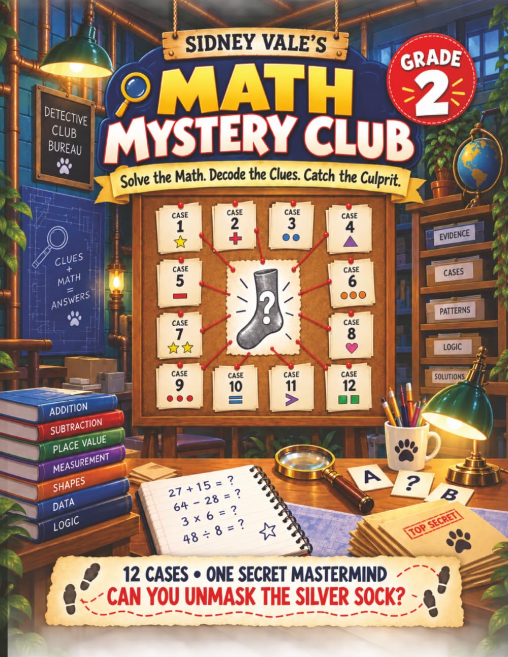 capítulo por capítulo baixar Sidney Vale’s Math Mystery Club: Can You Unmask The Silver Sock?: Grade 2 Workbook with 12 Sweet Detective Cases Featuring Addition, Subtraction, Time, Measurement, Word Problems, and More