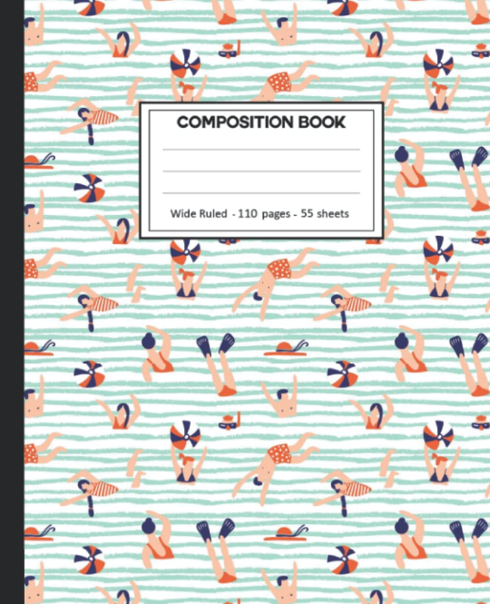 ler totalmente Composition Notebook: College Ruled: 110+ Lined Pages Writing Journal: Swimming on White.