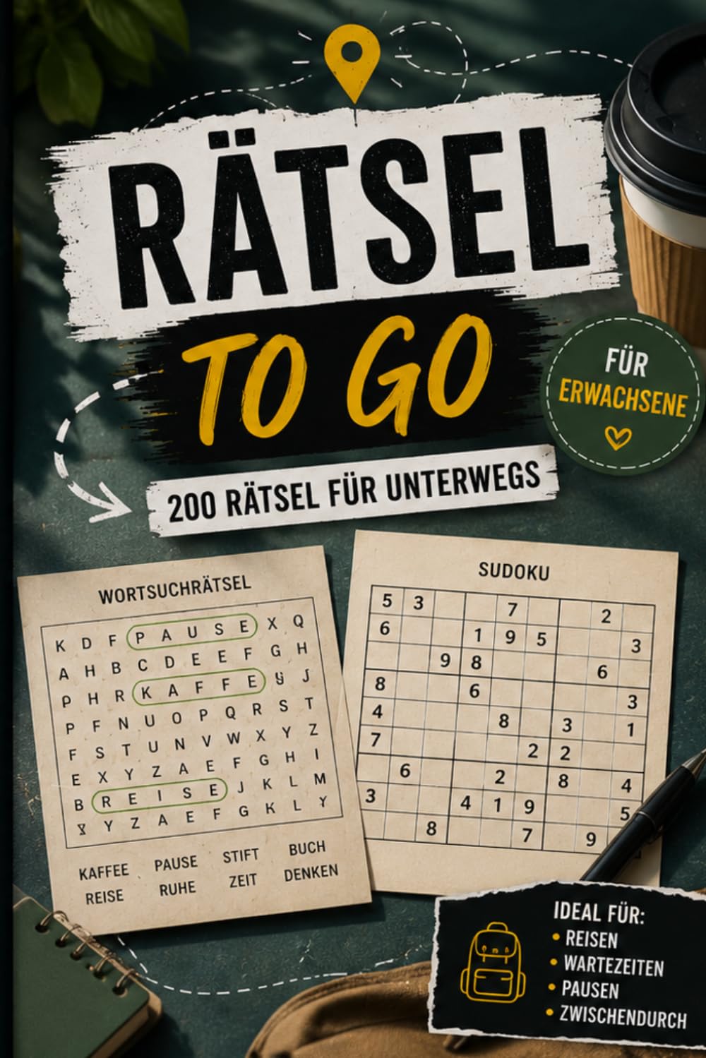 ler totalmente Rätselbuch to go – 200 Rätsel: Schaffst du alle von leicht bis knifflig? Mit Wortsuchrätseln, Sudoku, Buchstabensalat, Denkfragen, Logik-Challenges, Zahlenreihen & Kurzknoblern (German Edition)
