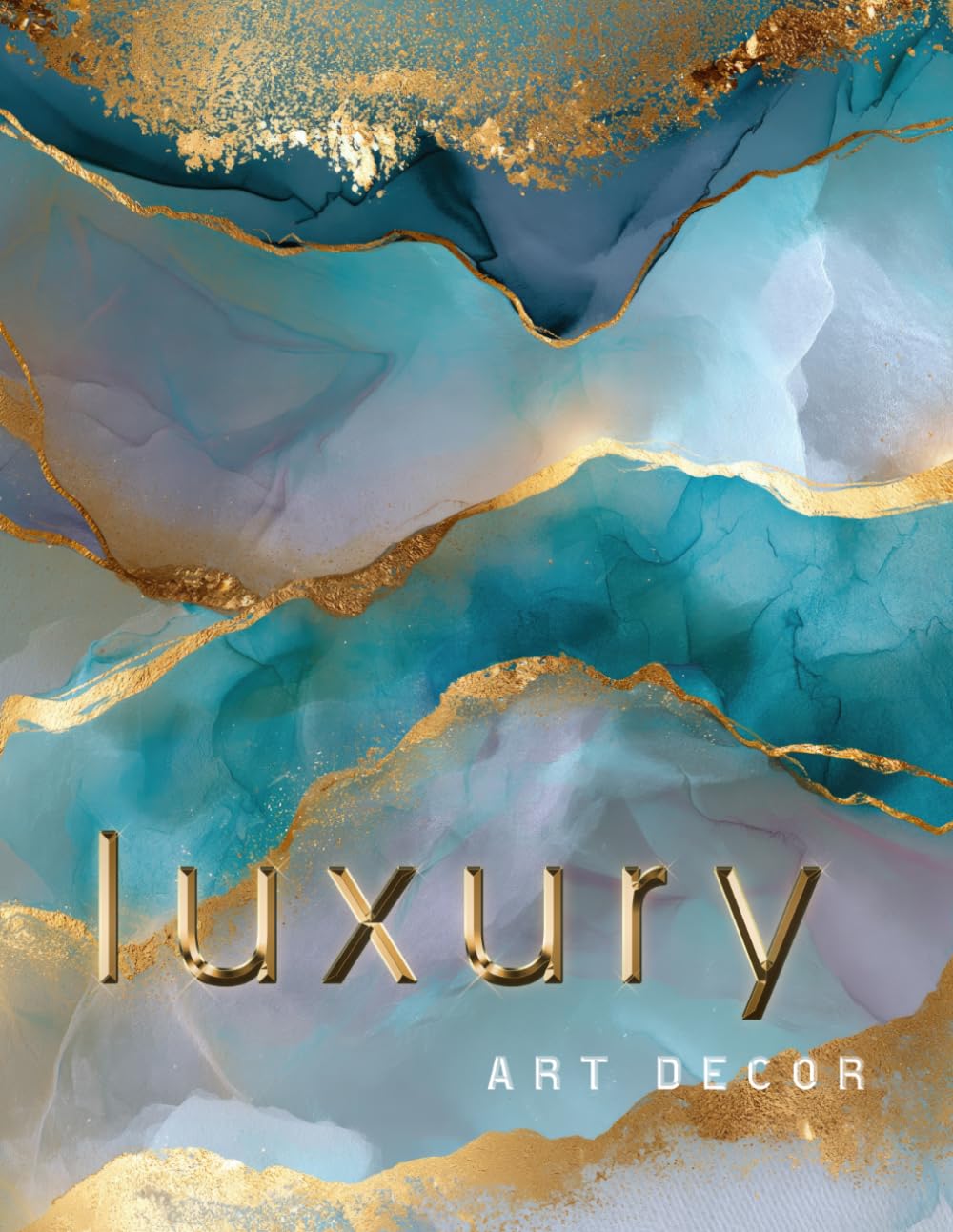 ler totalmente Luxury Art Decor: Luxurious Gold and Aqua Blue Marble Design | Coffee Table Book | For Interior Design, Guestbooks and Journaling