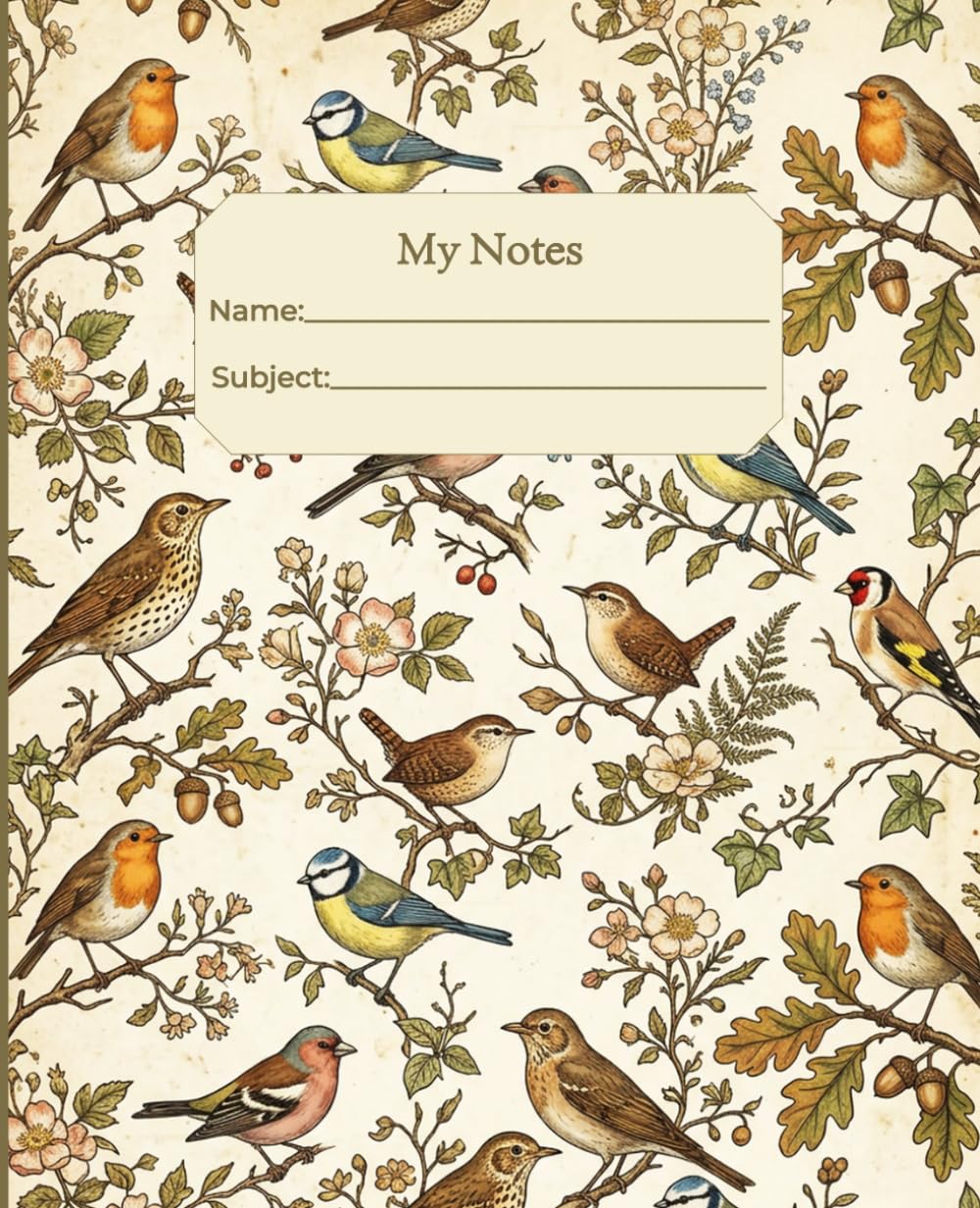 ler totalmente My Notes: Vintage Birds College Ruled Composition Notebook, 7.5 x 9.25 Inches, 200 Pages for School, College, Work and Everyday Writing