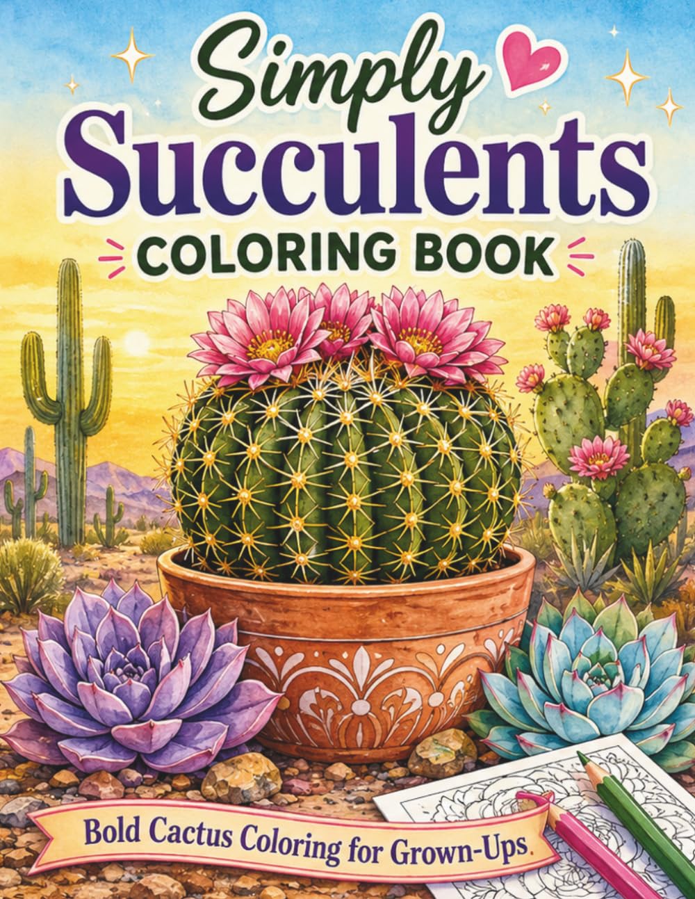 Simply Succulents: Bold & Easy Cactus Coloring for Grown-Ups baixar o livro de graça