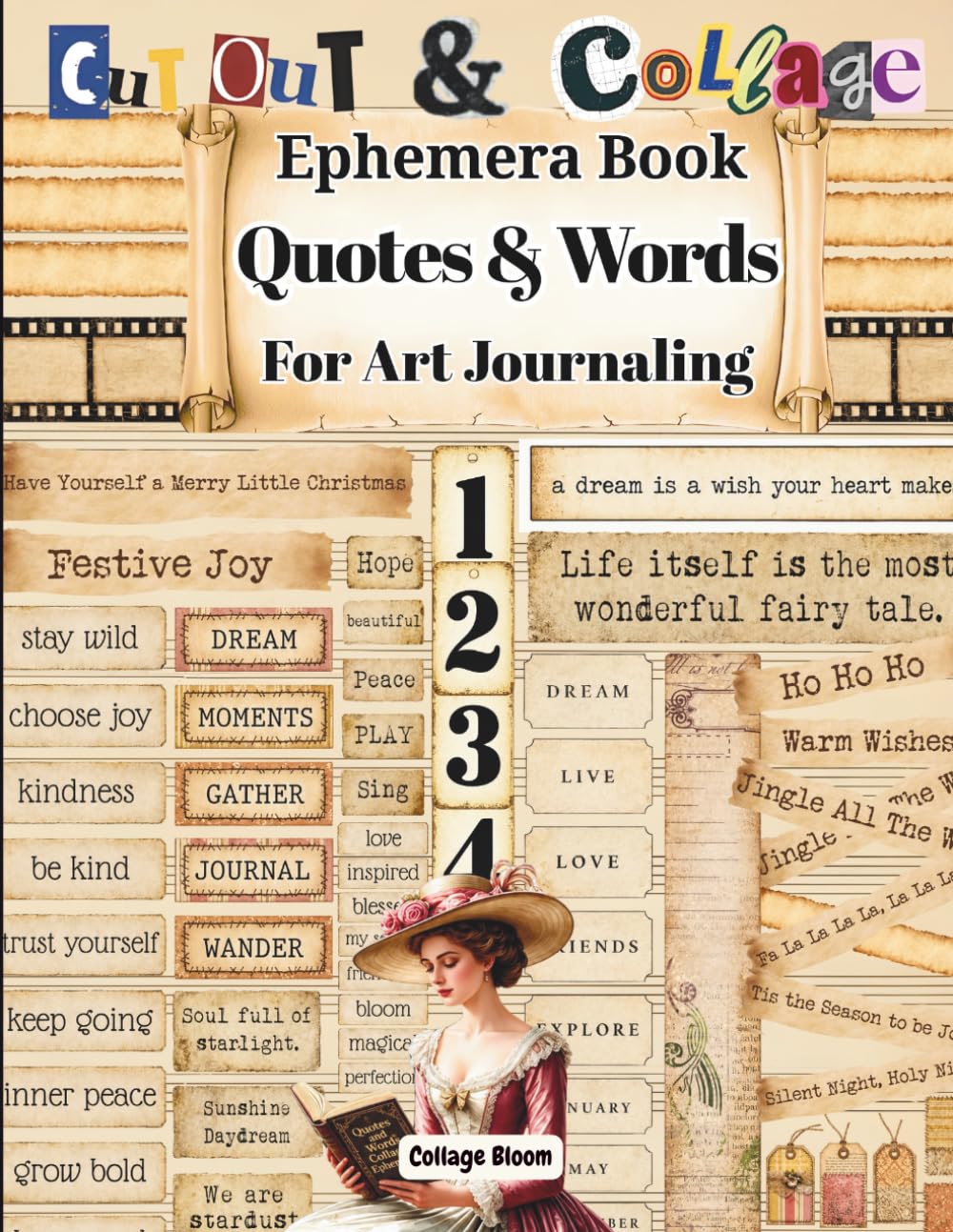 ler totalmente Vintage Words, Quotes & Numbers Ephemera Cut-Outs and Collage Elements for Creative Art Journaling and Scrapbooking: 40 Pages of 170+ Images of of... Card Making, and Paper Craft Supplies