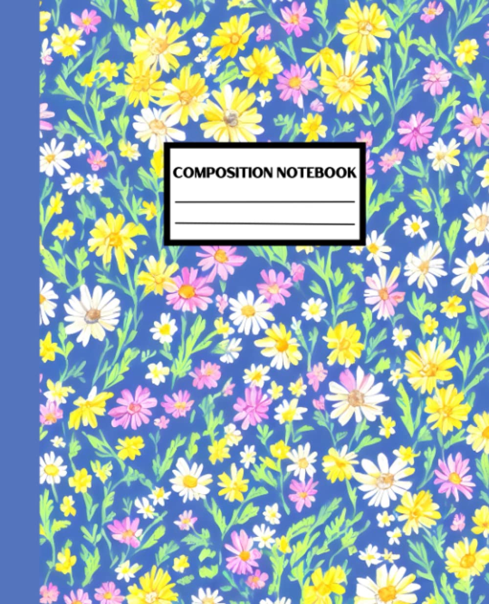 Composition Notebook: Watercolor Floral Design Composition Notebook, Flower Botanical Illustration - College Ruled, 7.5 x 9.25, 120 Pages for Note-taking and Planning