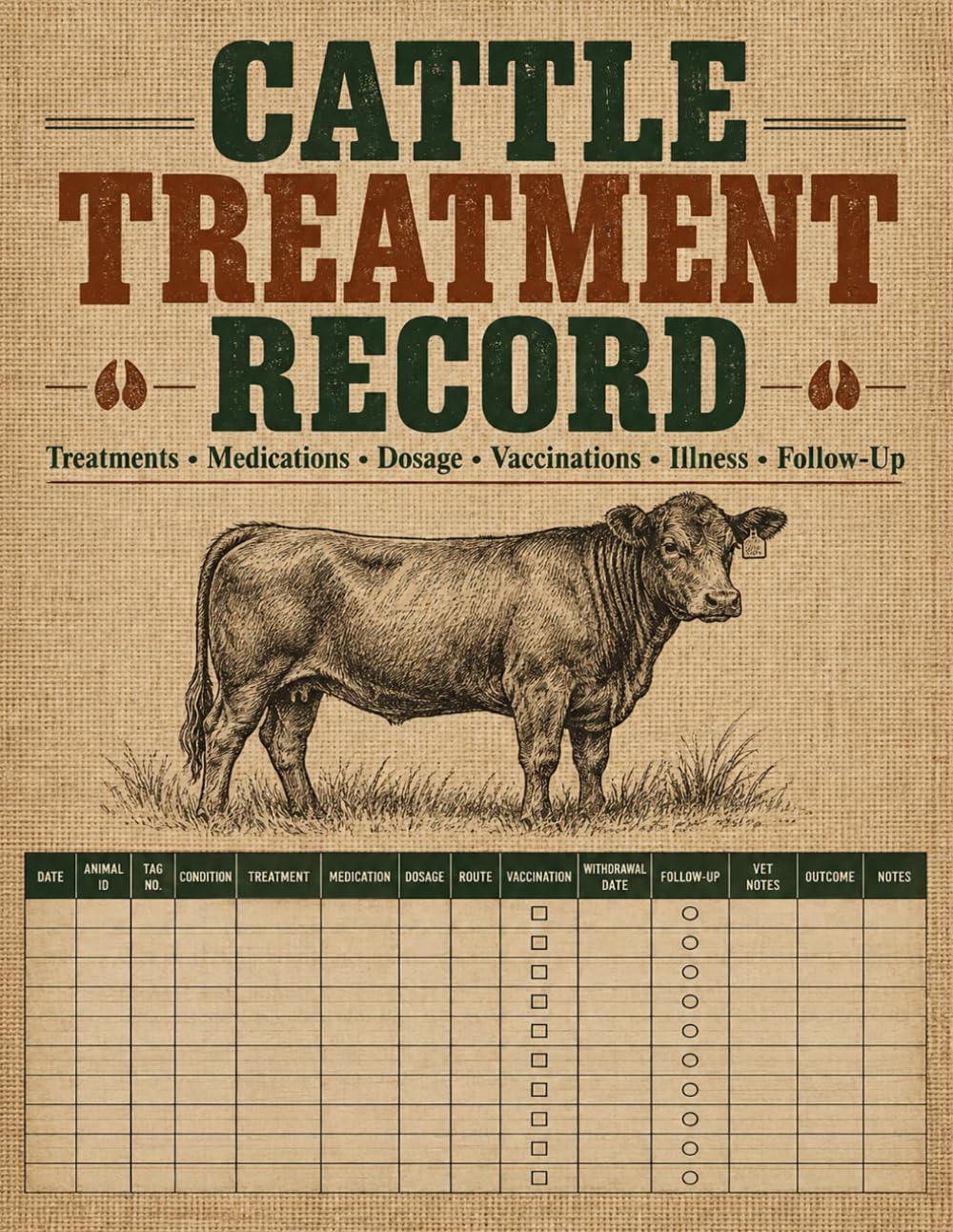 Cattle Treatment Record: Livestock care organizer for farmers to document symptoms, medications, dosage, administration dates, outcomes, and notes baixar livro de graça