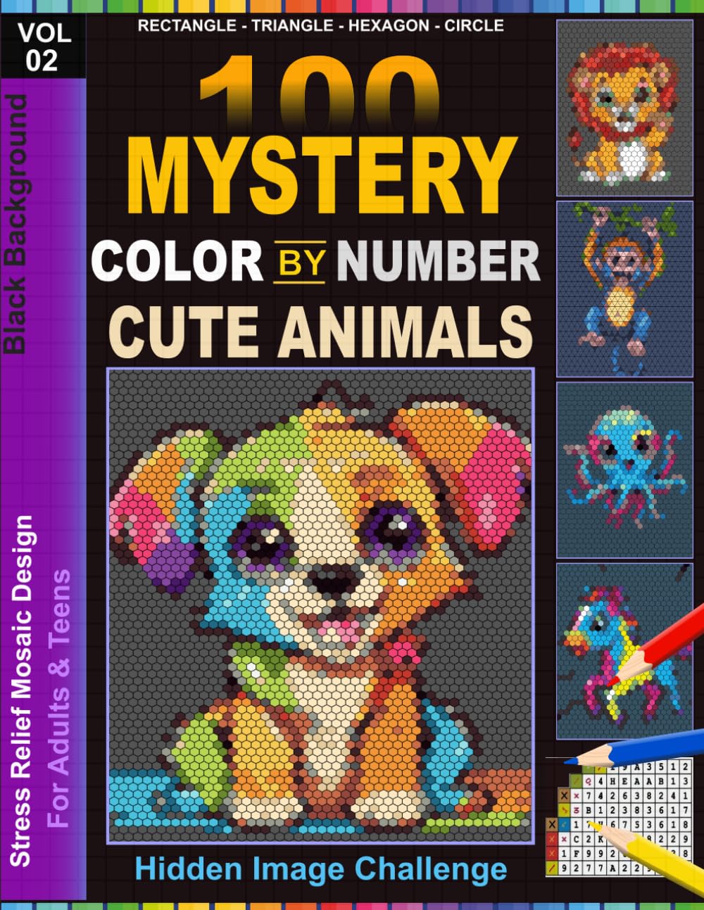 ler totalmente 100 Mystery Cute Animals: Color by Number Pixel Mosaic art Book with Master Palette (Vol. 2)