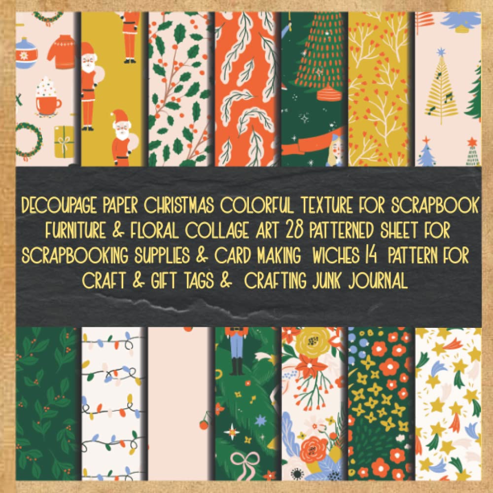 ler totalmente decoupage paper christmas colorful texture for scrapbook furniture & floral collage art 28 patterned sheet for scrapbooking supplies & card making... for craft & gift tags & crafting junk journal