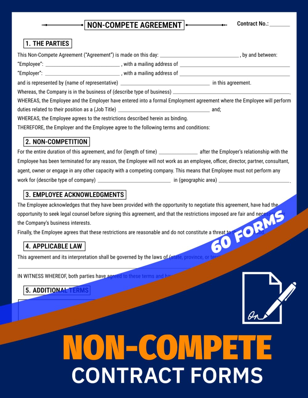 ler totalmente Non-Compete Contract Forms: Non-Competition Agreement Logbook for Employers, HR & Small Businesses | Avoid Employees From Engaging in Competitive Work | 60 Forms, 120 Single-Sided Pages
